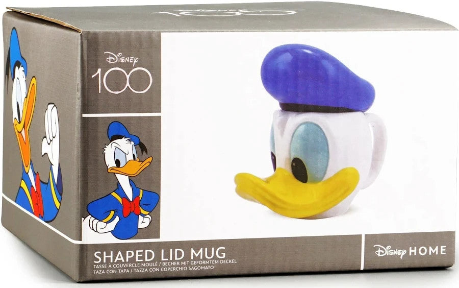 Disney 100 Donald Duck Shaped Mug with Lid Ceramic Coffee Tea Cup Gift