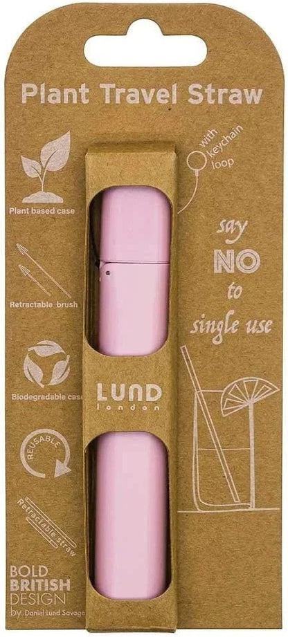 LUND London Pink Reusable Telescopic Travel Straw Stainless Steel with Case