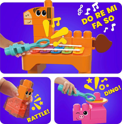 Mega Bloks Musical Farm Band 40pc Sensory Building Set with Music Features