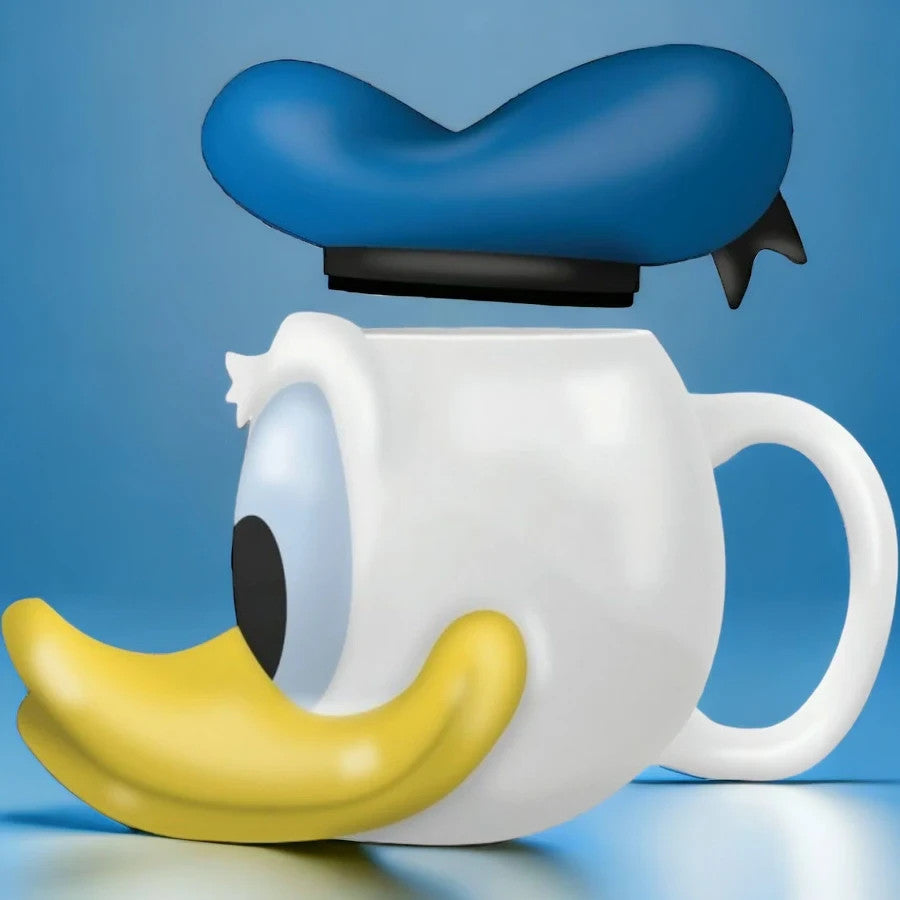 Disney 100 Donald Duck Shaped Mug with Lid Ceramic Coffee Tea Cup Gift