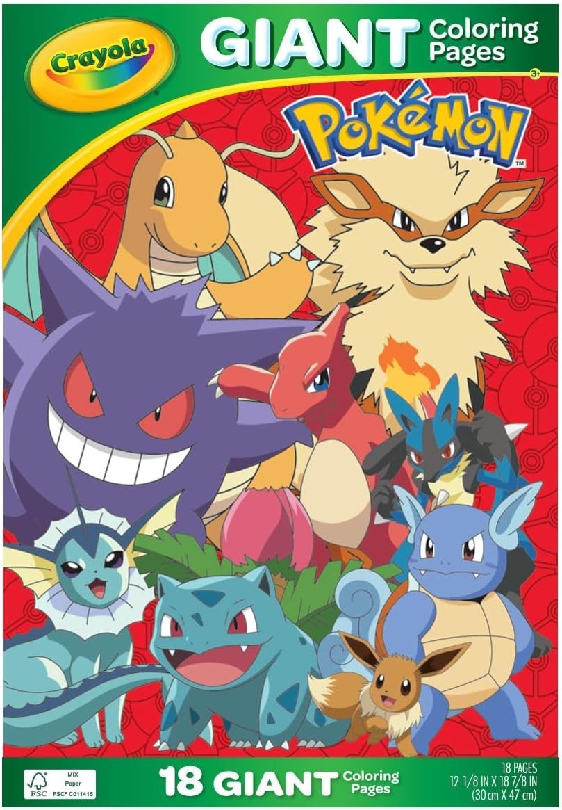 Crayola Pokemon Giant Coloring Pages Book 18 Pages Activity Pad Ages 3+
