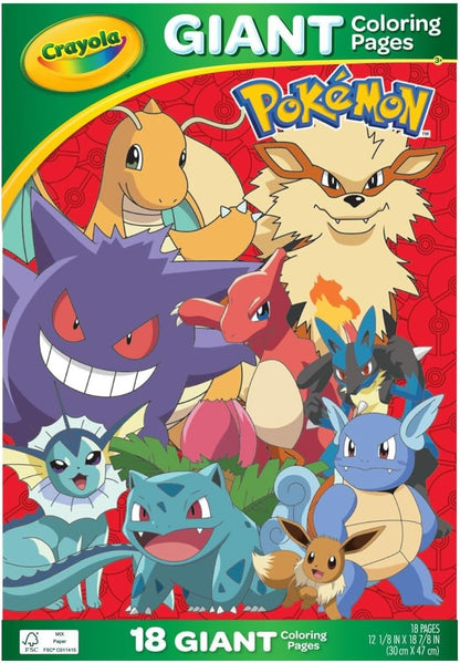 Crayola Pokemon Giant Coloring Pages Book 18 Pages Activity Pad Ages 3+