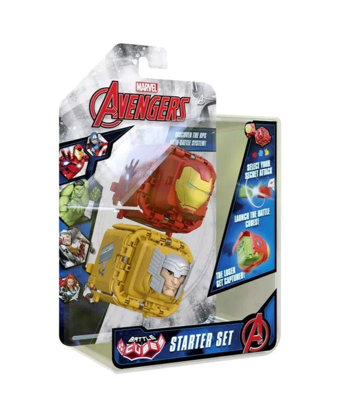 Marvel Avengers Battle Cubes Starter Set – Iron Man & Thor Figures + Tokens