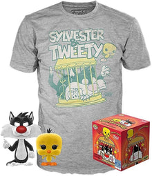 Funko Pop! Tees Looney Tunes Sylvester & Tweety Flocked + T-Shirt Set - Size S