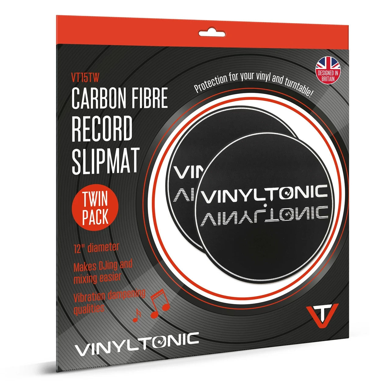 Vinyl Tonic Carbon Fibre Record Slipmat 12" Turntable Mat Twin Pack
