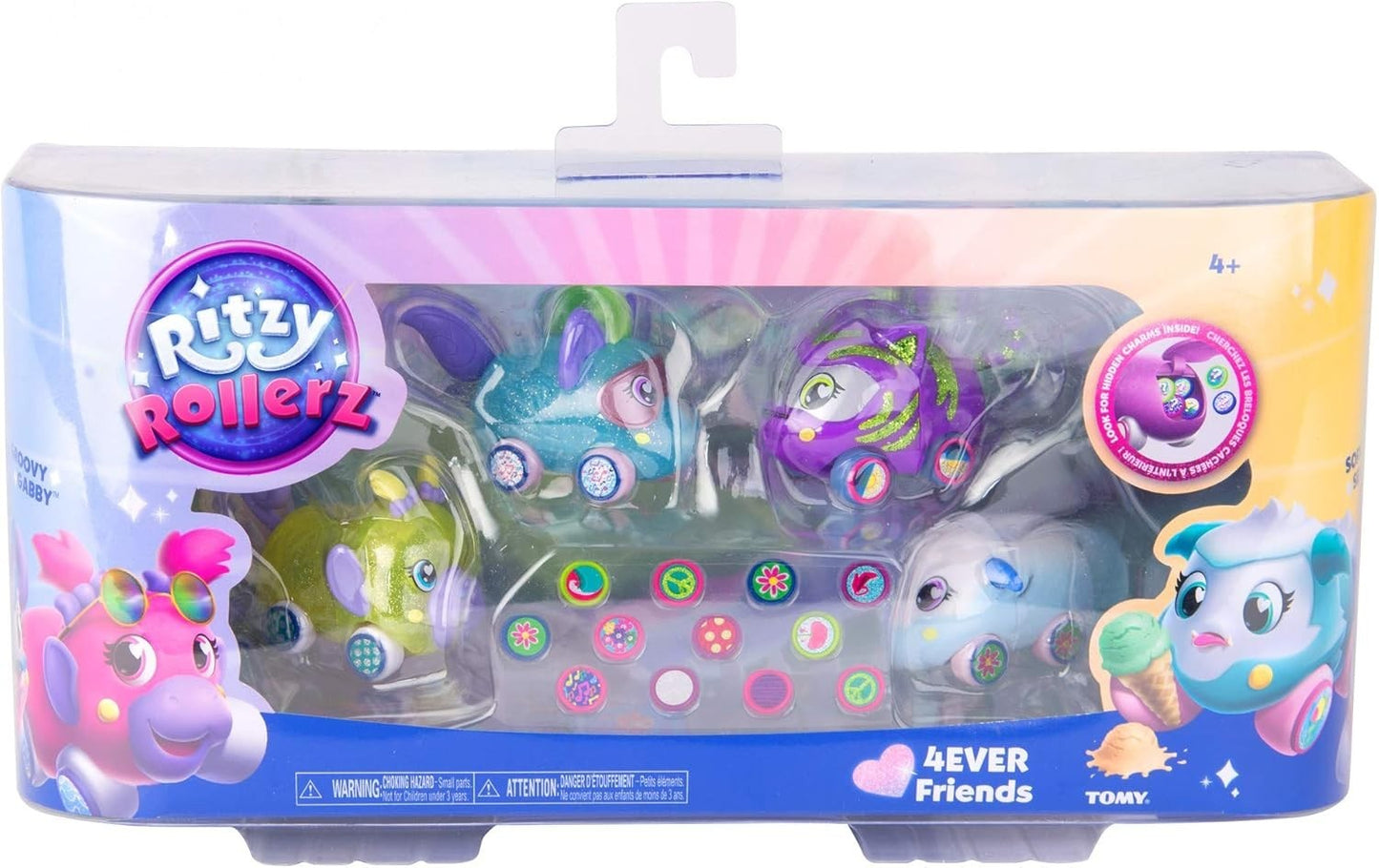 TOMY Ritzy Rollerz 4Ever Friends Pack – 4 Figures & Charms Set