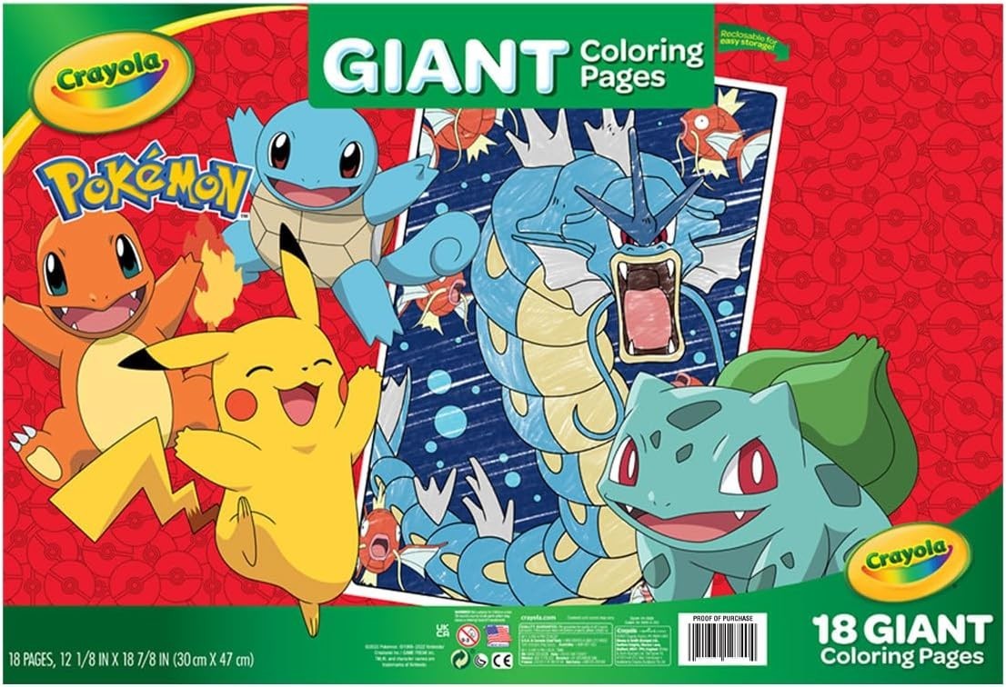 Crayola Pokemon Giant Coloring Pages Book 18 Pages Activity Pad Ages 3+