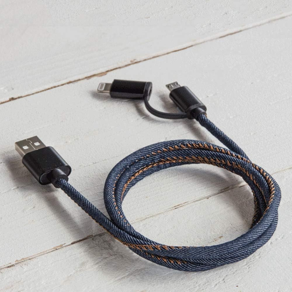 Good Design Works Denim USB Charging Cable Micro USB Dual Connector 1m