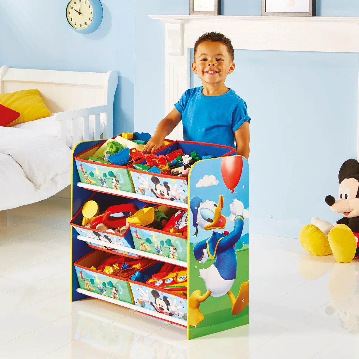 Disney Mickey Mouse 6 Bin Toy Storage Unit Kids Bedroom Organiser Furniture