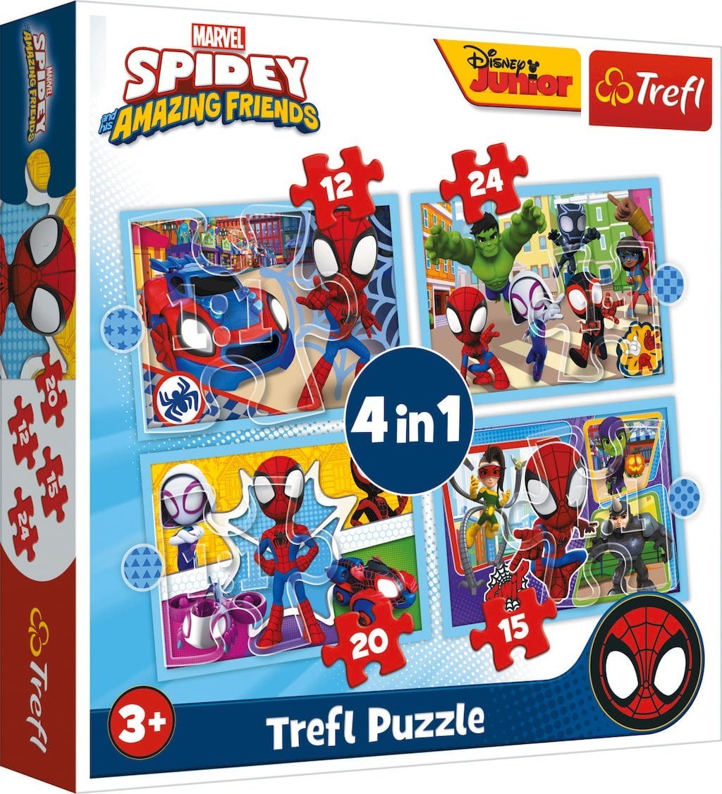 Trefl Marvel Spidey Amazing Friends 4 in 1 Puzzle 12 15 20 24 Pieces