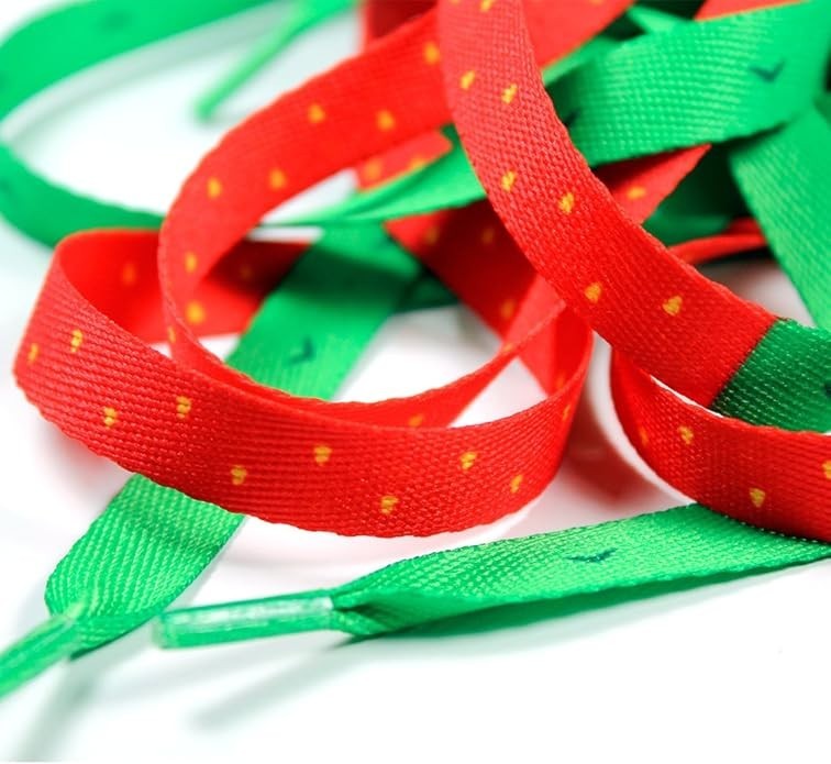Crazy Laces Strawberry Shoelaces Green Red Novelty 1 Pair