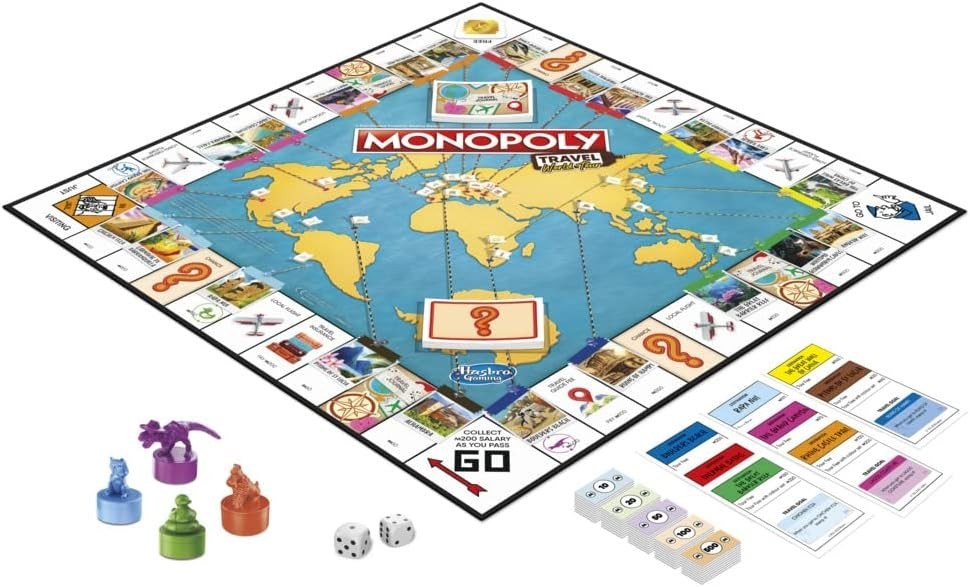Hasbro Monopoly Travel World Tour Board Game – Wipe-Clean Map Edition