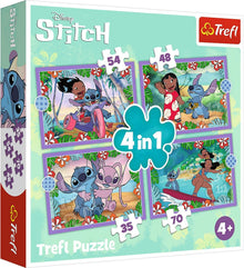 Trefl Disney Stitch 4 in 1 Puzzle Set 35 48 54 70 Pieces Kids Jigsaw