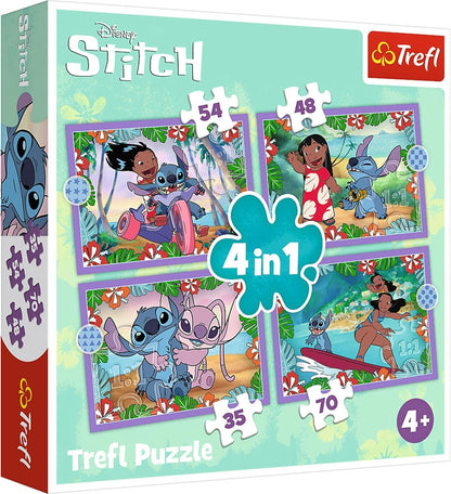 Trefl Disney Stitch 4 in 1 Puzzle Set 35 48 54 70 Pieces Kids Jigsaw