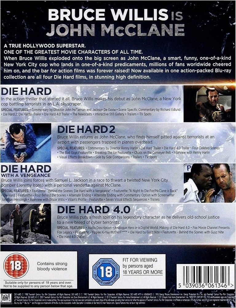 Die Hard 4 Movie Collection DVD Box Set + Bonus Disc Bruce Willis