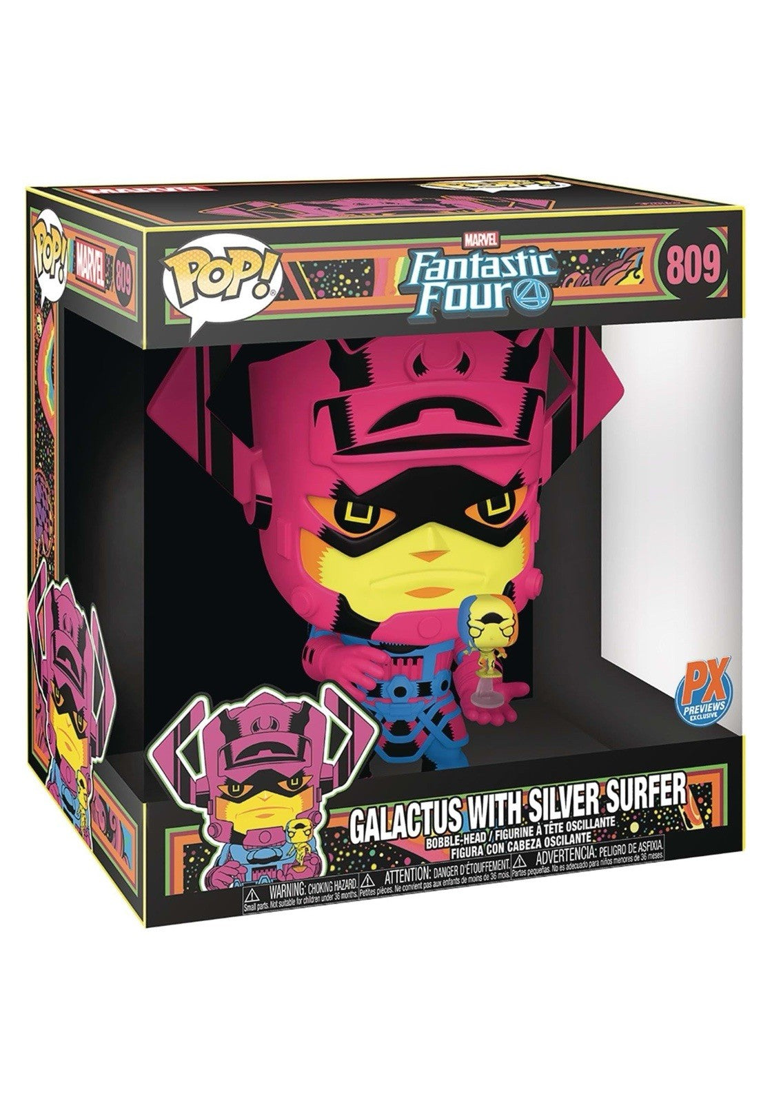 Funko Pop! Marvel Galactus with Silver Surfer PX Exclusive Black Light #809 Jumbo 10" Vinyl Figure