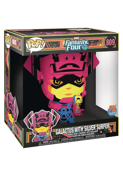 Funko Pop! Marvel Galactus with Silver Surfer PX Exclusive Black Light #809 Jumbo 10" Vinyl Figure