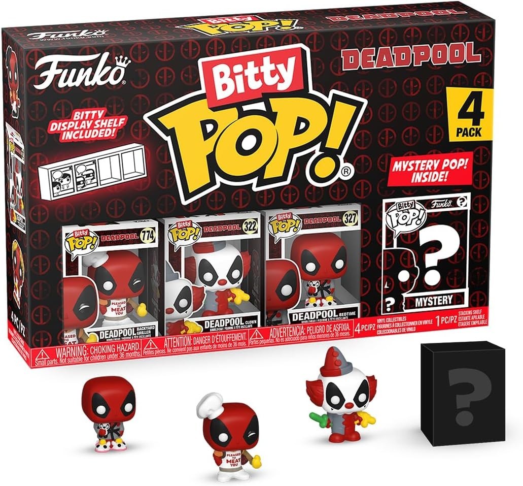 Funko Bitty POP! Deadpool 4-Pack – Backyard Griller, Clown, Bedtime + Mystery