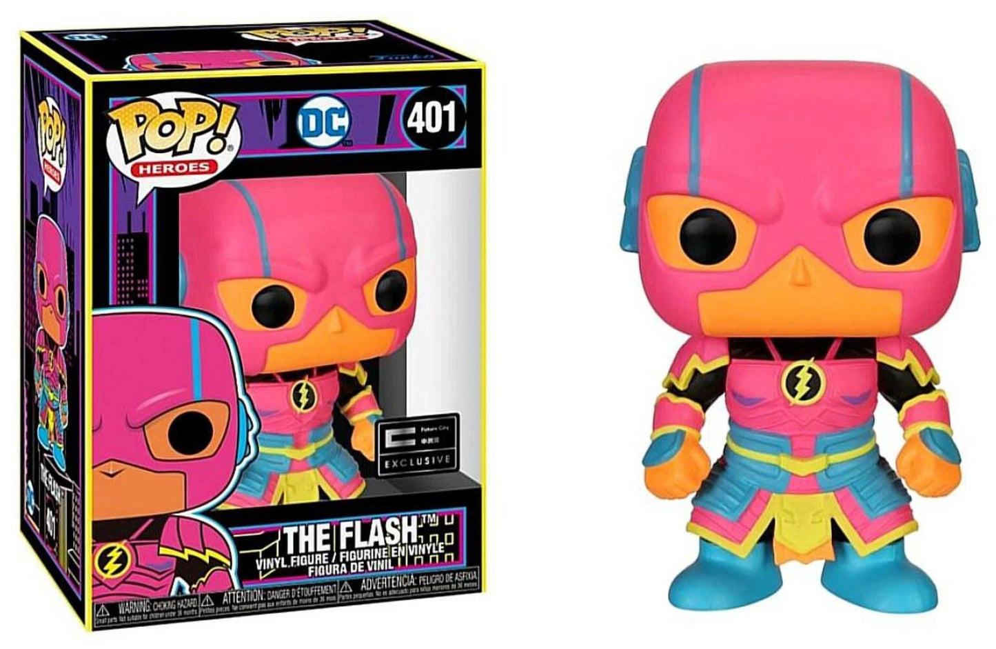 Funko Pop! Heroes The Flash Future City Exclusive #401 Blacklight Vinyl Figure