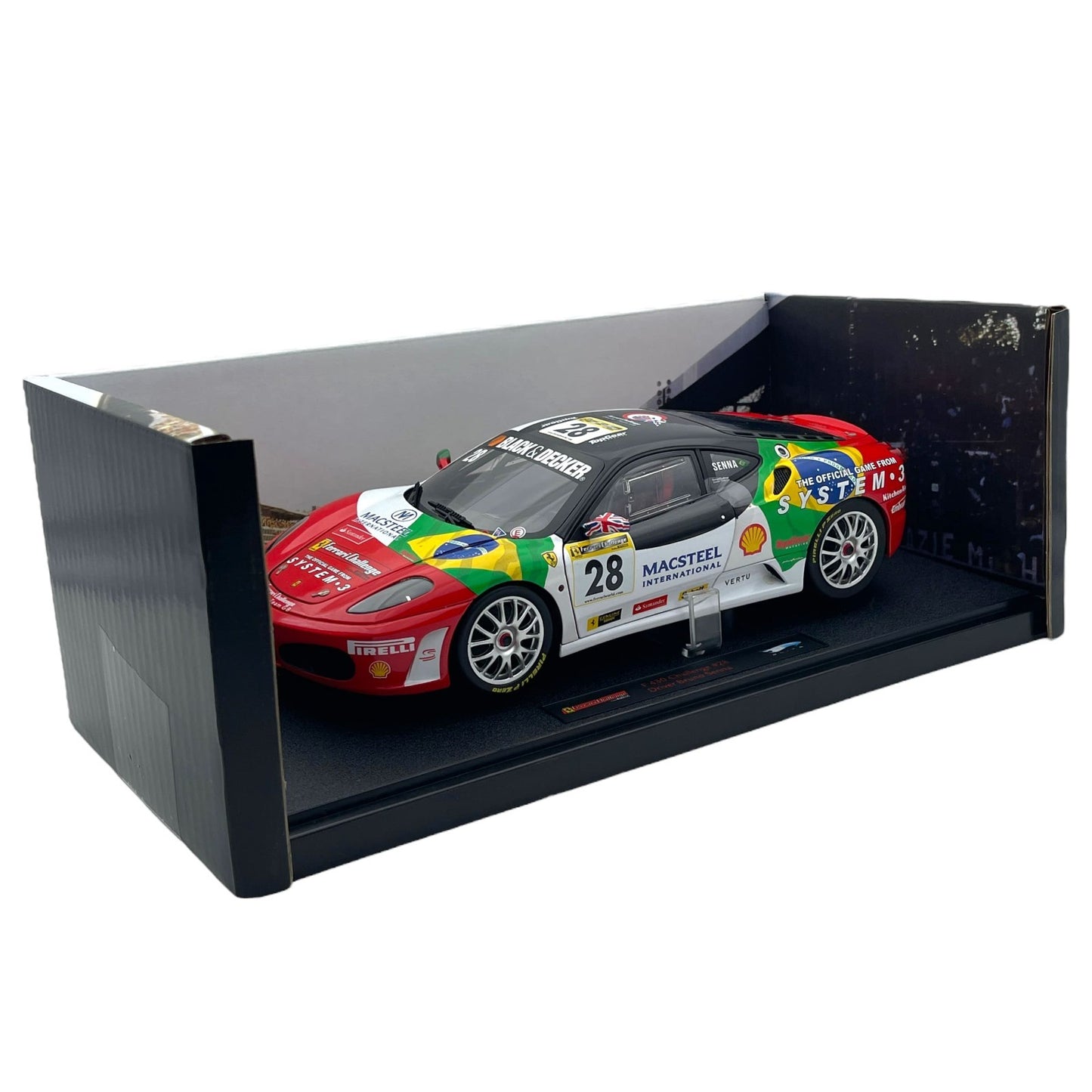 Hot Wheels Elite Ferrari F430 Challenge #28 Bruno Senna 1:18 Model Car