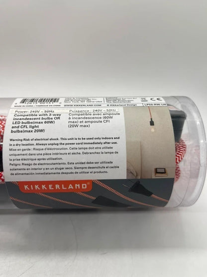 Kikkerland Pendant Cord Lamp 3.5m Plug In E27 Hanging Light Red White Cable