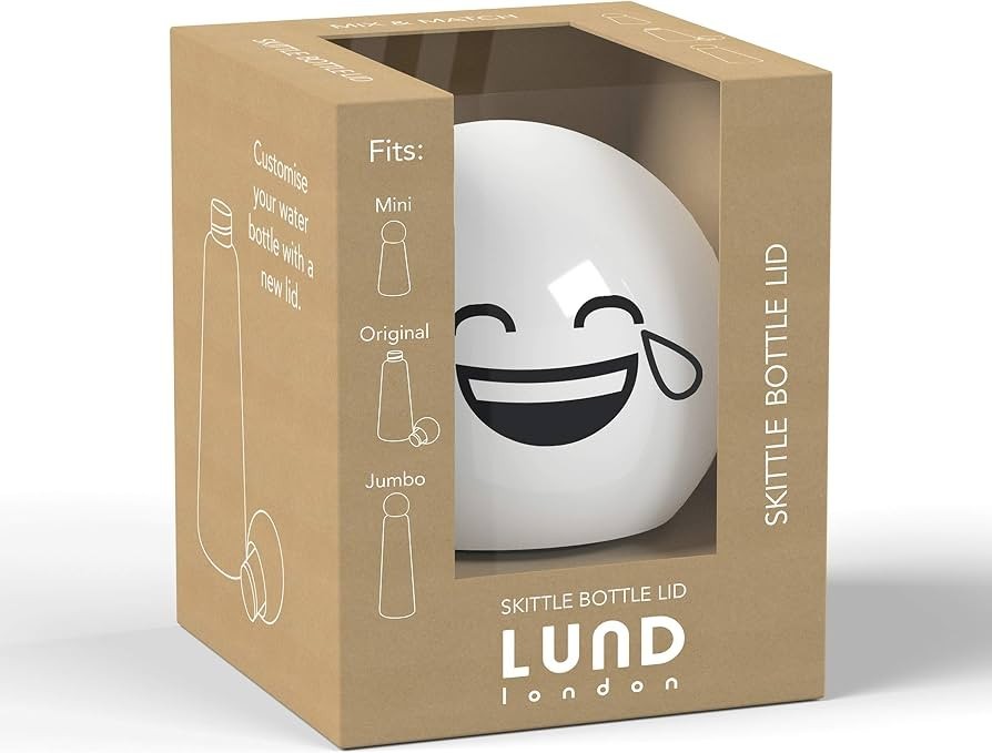 Lund London Skittle Bottle Lid White Laughing Face Emoji Replacement Cap