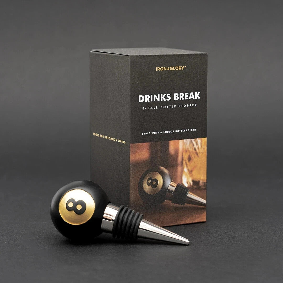 Iron & Glory 8 Ball Bottle Stopper Wine Whisky Liquor Bottle Sealer Gift