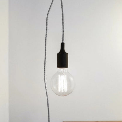 Kikkerland Pendant Cord Lamp 3.5m Plug In E27 Hanging Light Red White Cable