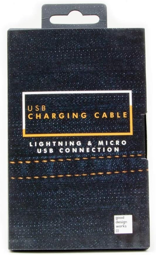 Good Design Works Denim USB Charging Cable Micro USB Dual Connector 1m