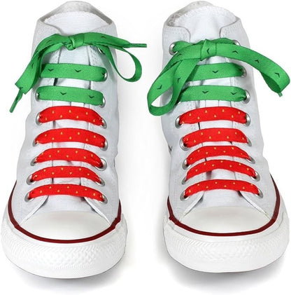 Crazy Laces Strawberry Shoelaces Green Red Novelty 1 Pair