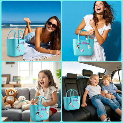 MINISO Barbie Blue EVA Waterproof Tote Bag Handbag Beach Shopping Travel Gift