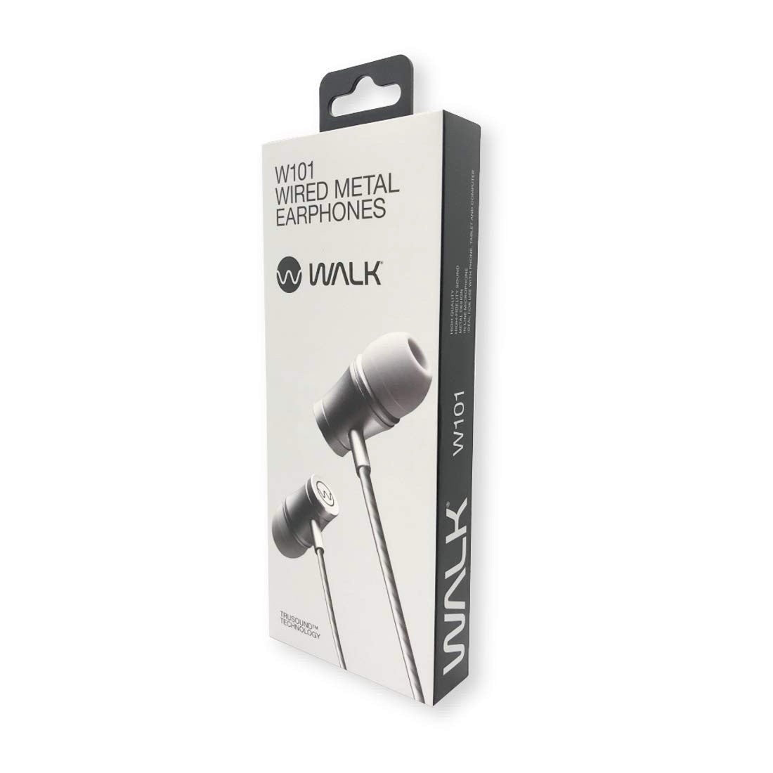 Walk Audio W101 Wired Silver Metal Earphones