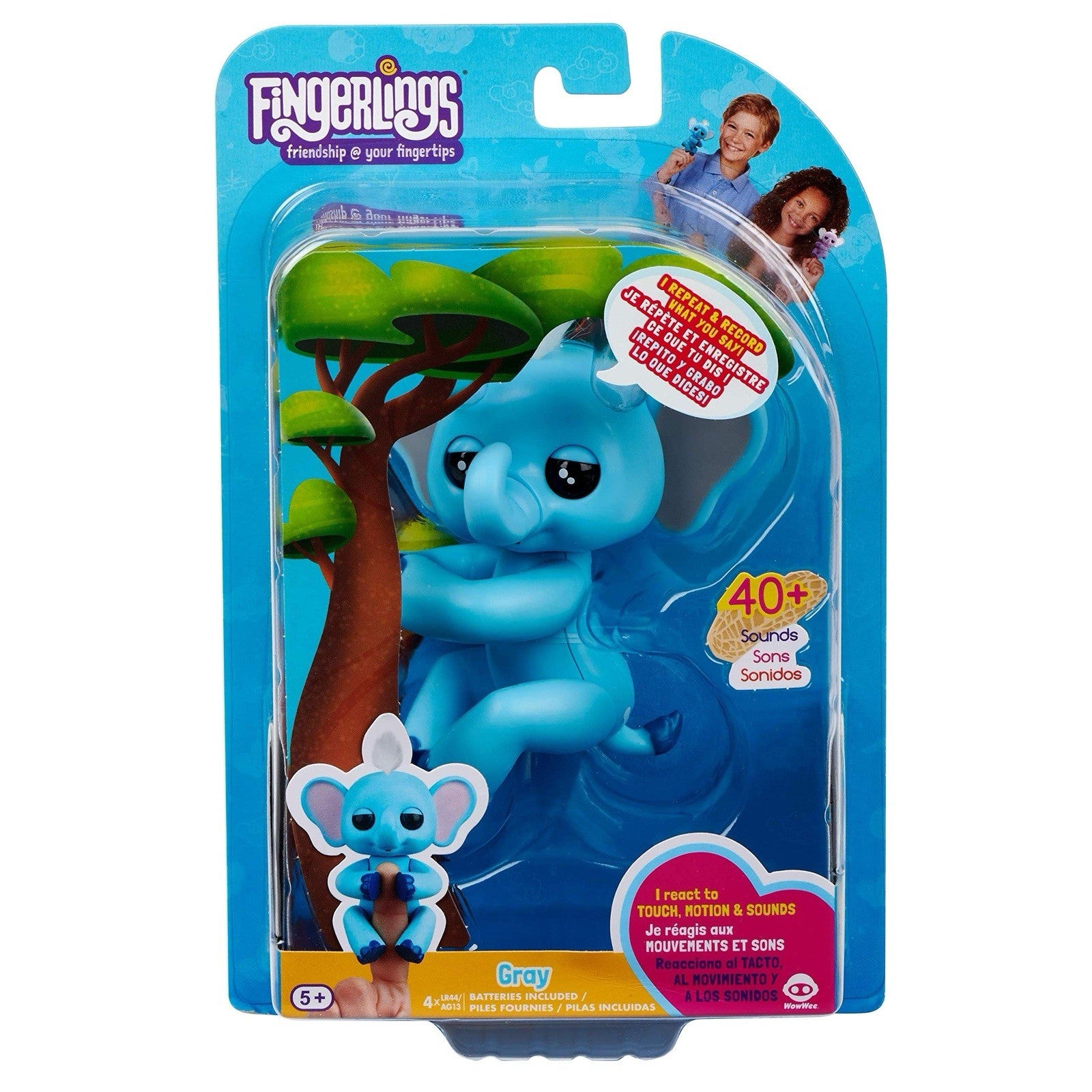 Fingerlings Gray Interactive Baby Elephant – WowWee Touch & Sound Toy