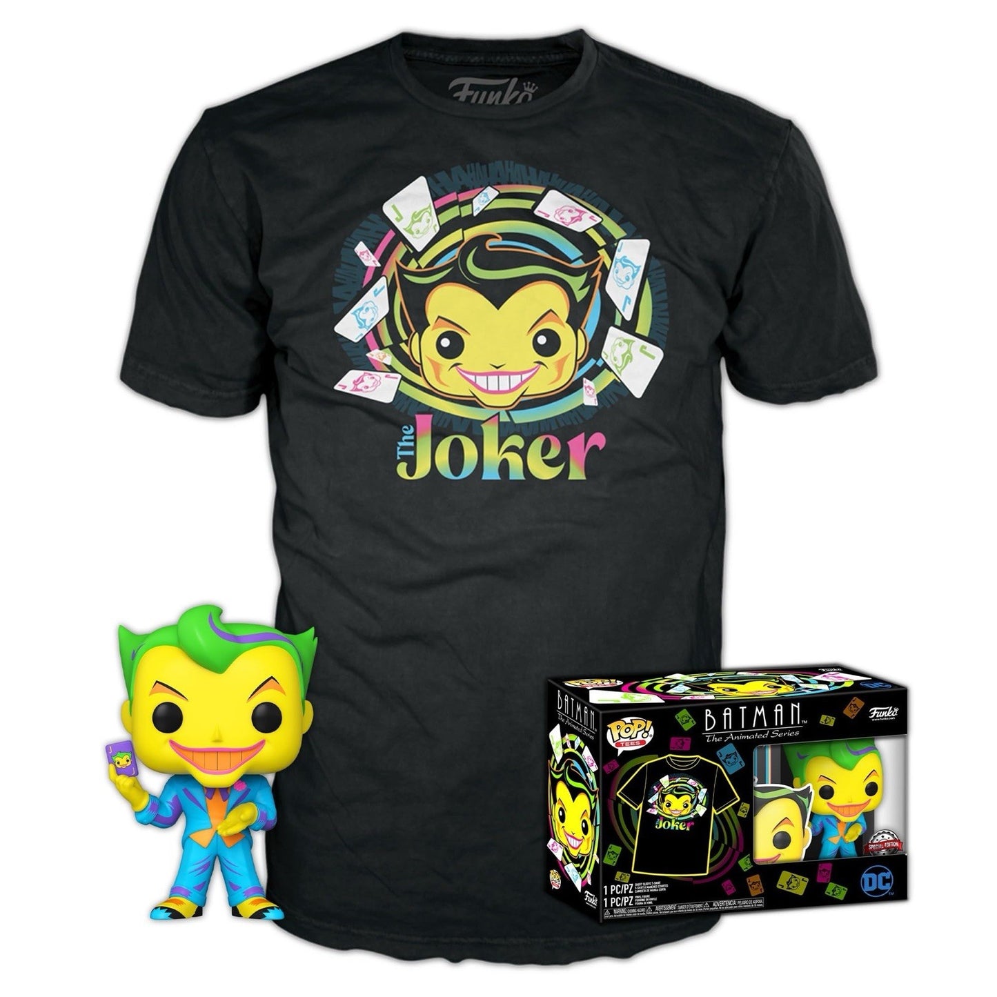 Funko Pop! Tees Joker Neon - Batman Animated Series T-Shirt & Figure Box Set XL
