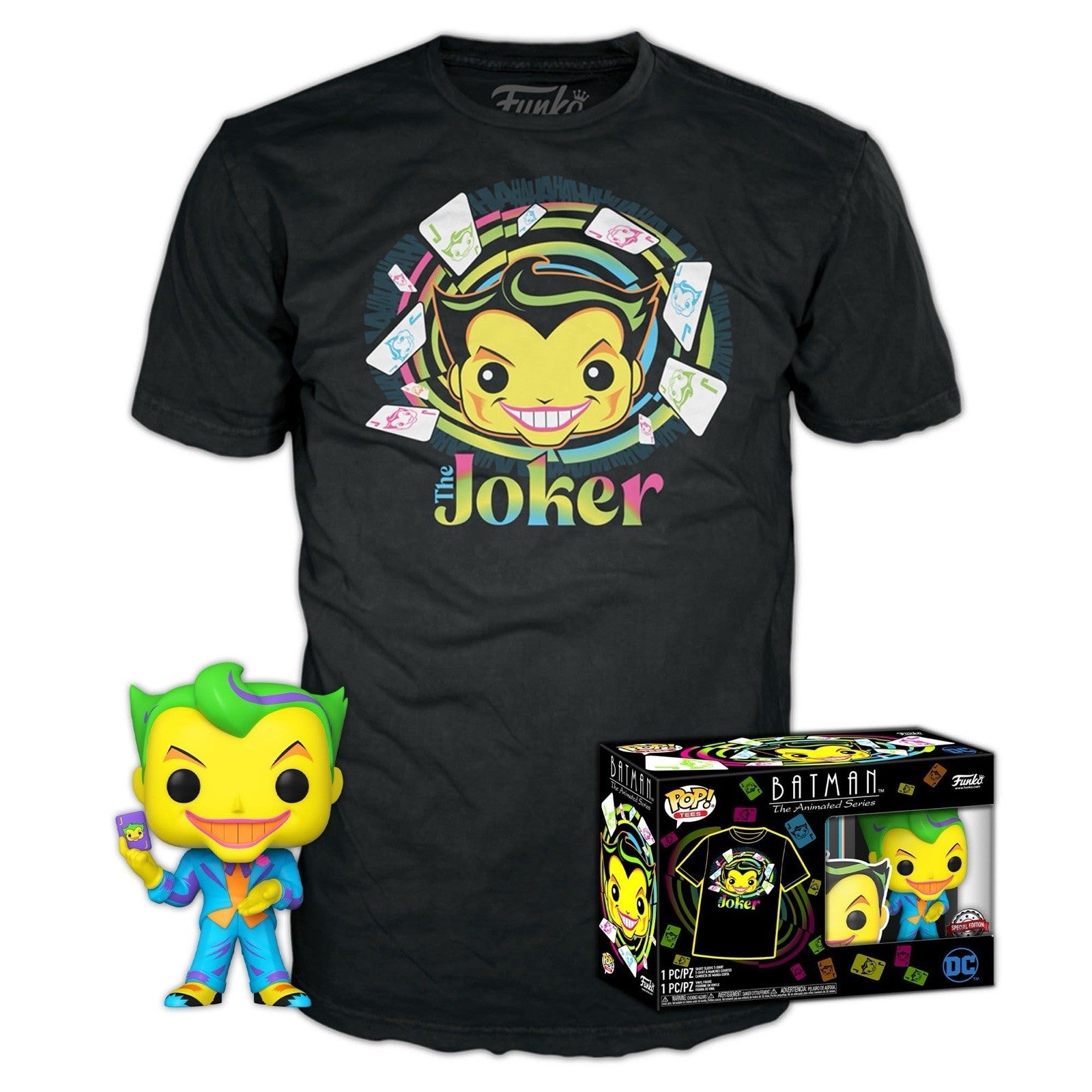 Funko Pop! Tees Joker Neon - Batman Animated Series T-Shirt & Figure Box Set XL