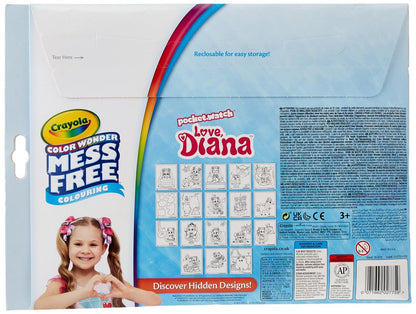 Crayola - Colour Wonder Love Diana, Mess Free Colouring Pages 5 Markers Included