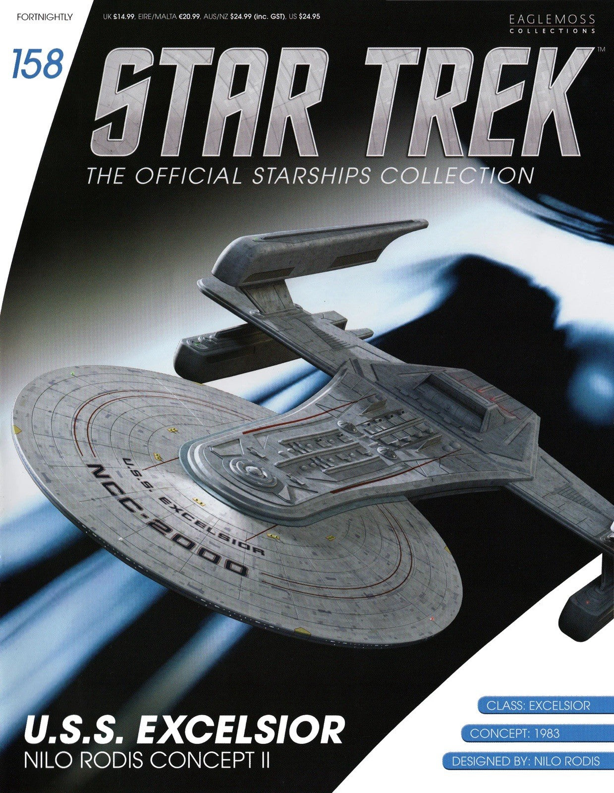 Eaglemoss Star Trek Starships Collection #158 U.S.S. Excelsior Concept II & Mag