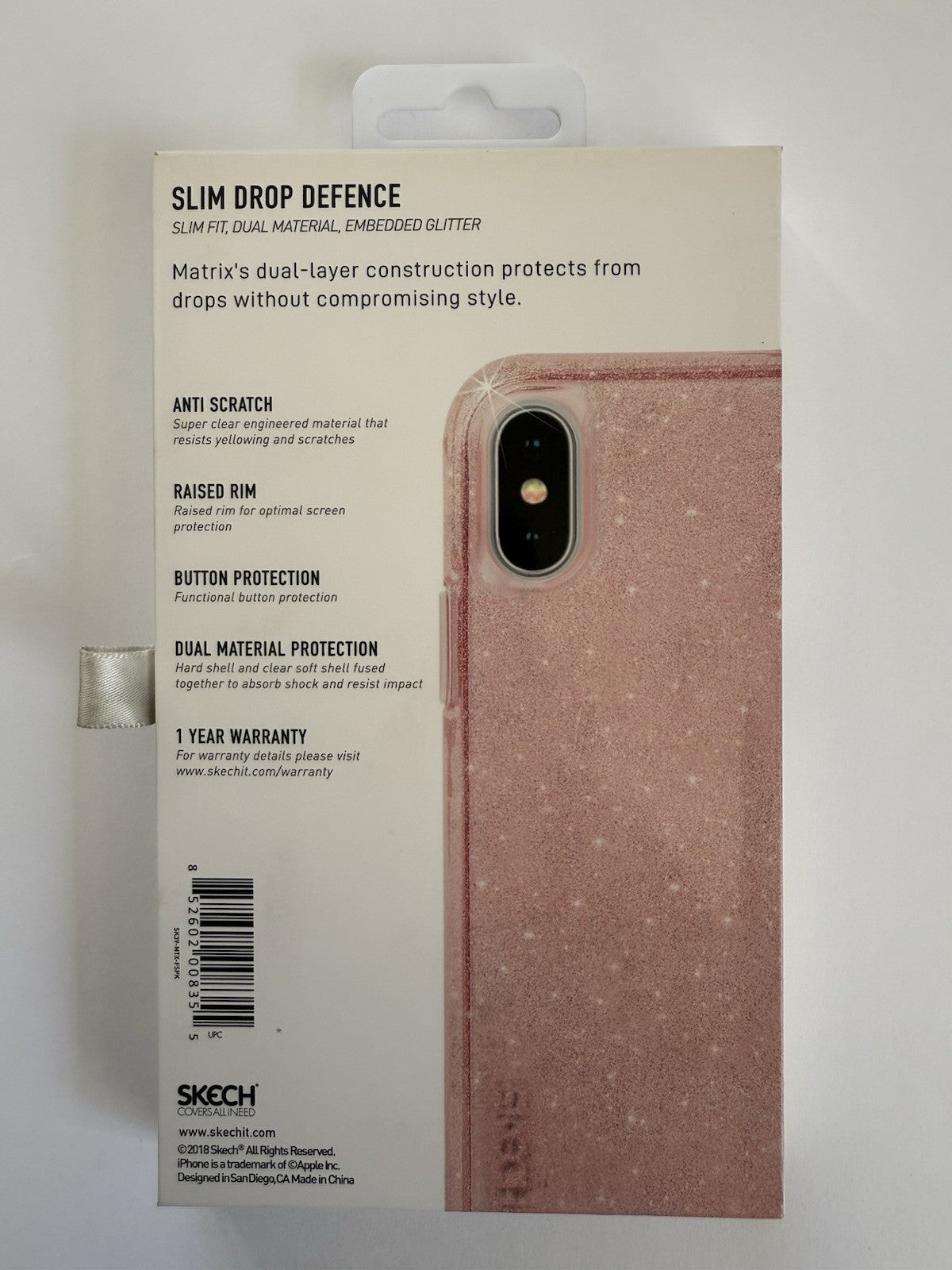 Skech Matrix Slim Drop Defence iPhone XS Max Pink Glitter Case