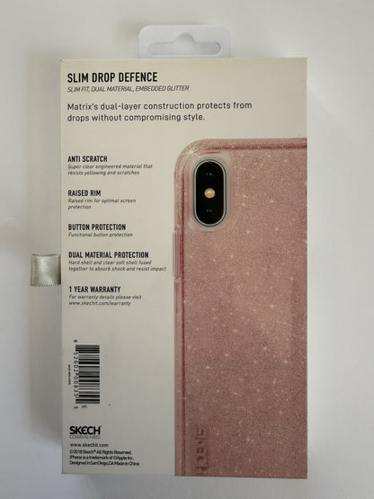 Skech Matrix Slim Drop Defence iPhone XS Max Pink Glitter Case