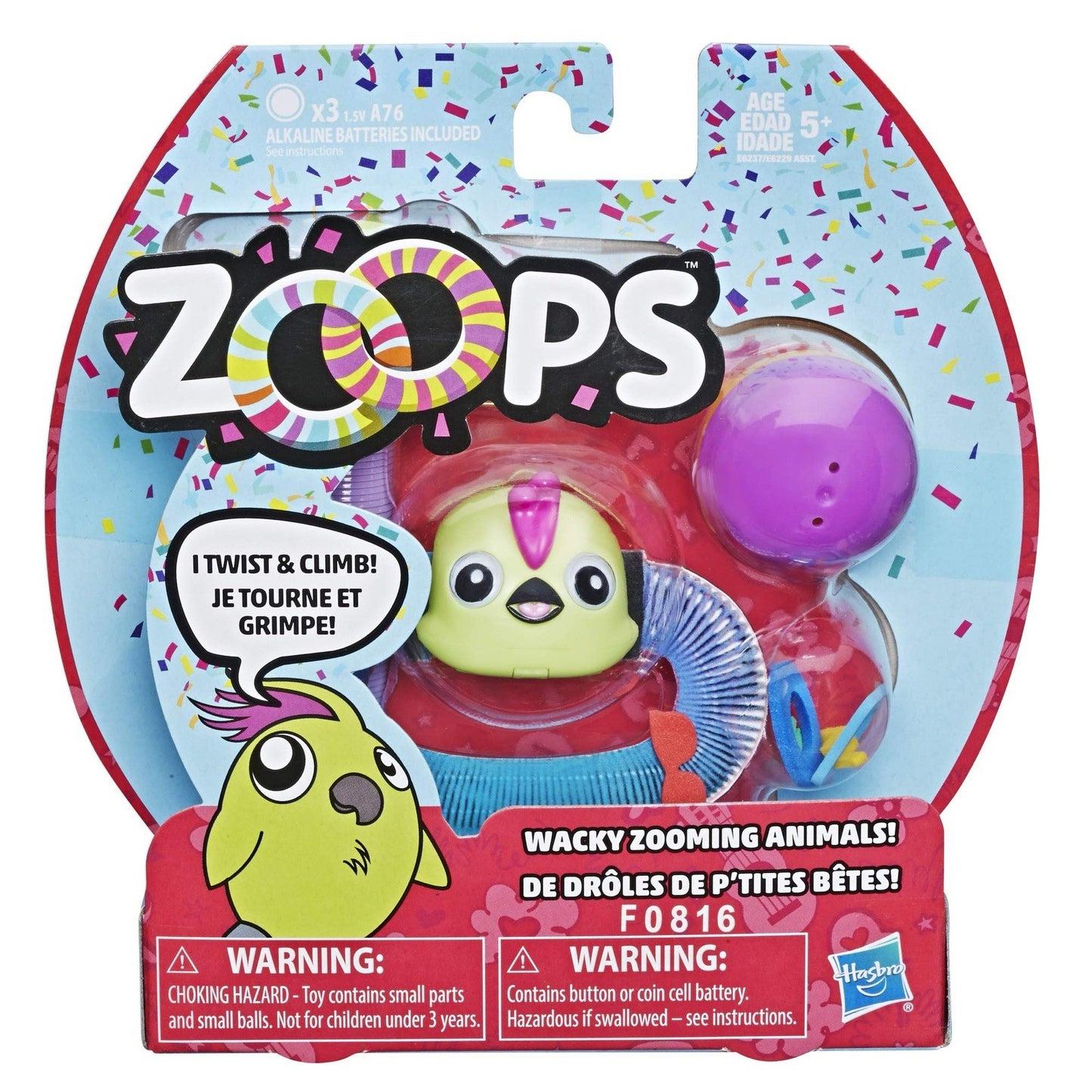 Hasbro Zoops - Wacky Zooming Electronic Animals - Parrot