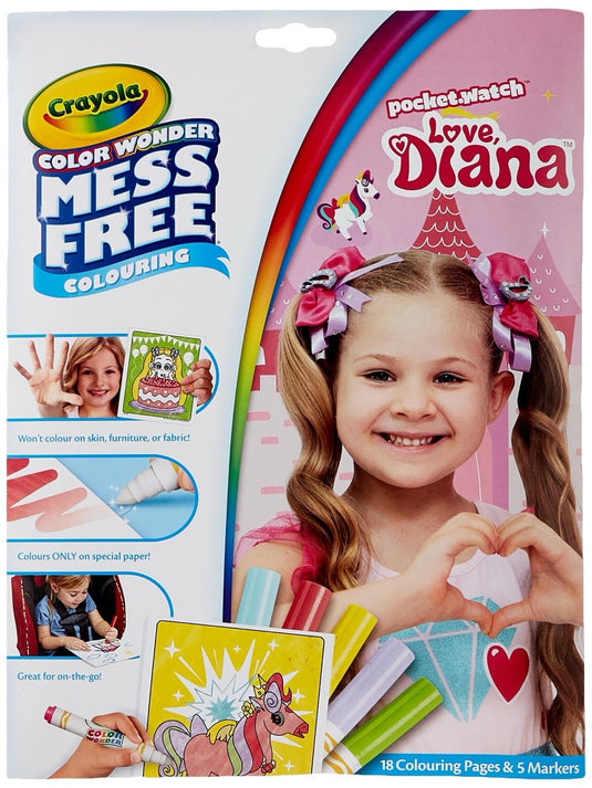 Crayola - Colour Wonder Love Diana, Mess Free Colouring Pages 5 Markers Included