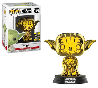 Funko Pop! Star Wars Yoda #124 Gold Chrome 2019 Galactic Convention Exclusive
