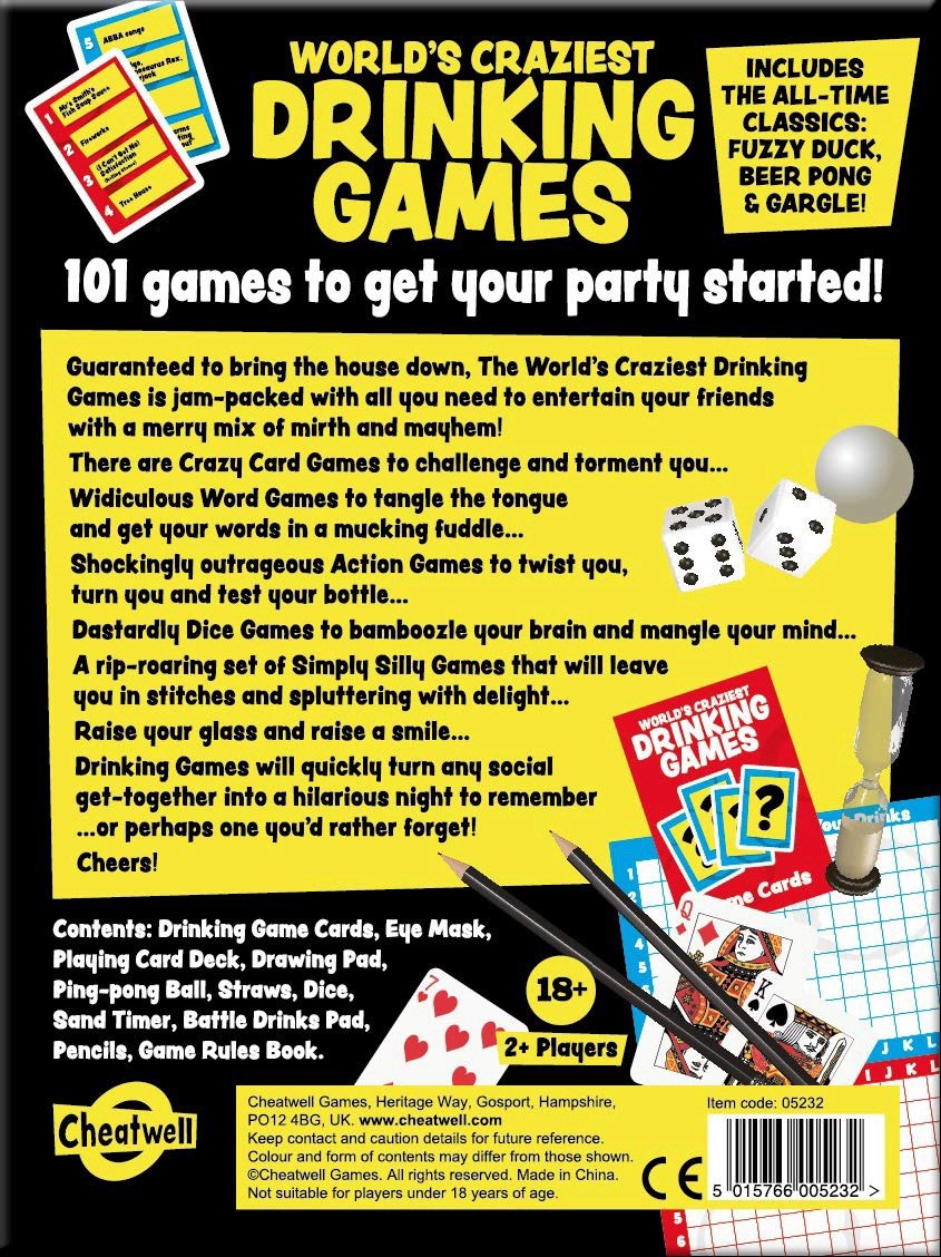World's Craziest Drinking Games – 101 Wild Party Games – Adult Party Game Set