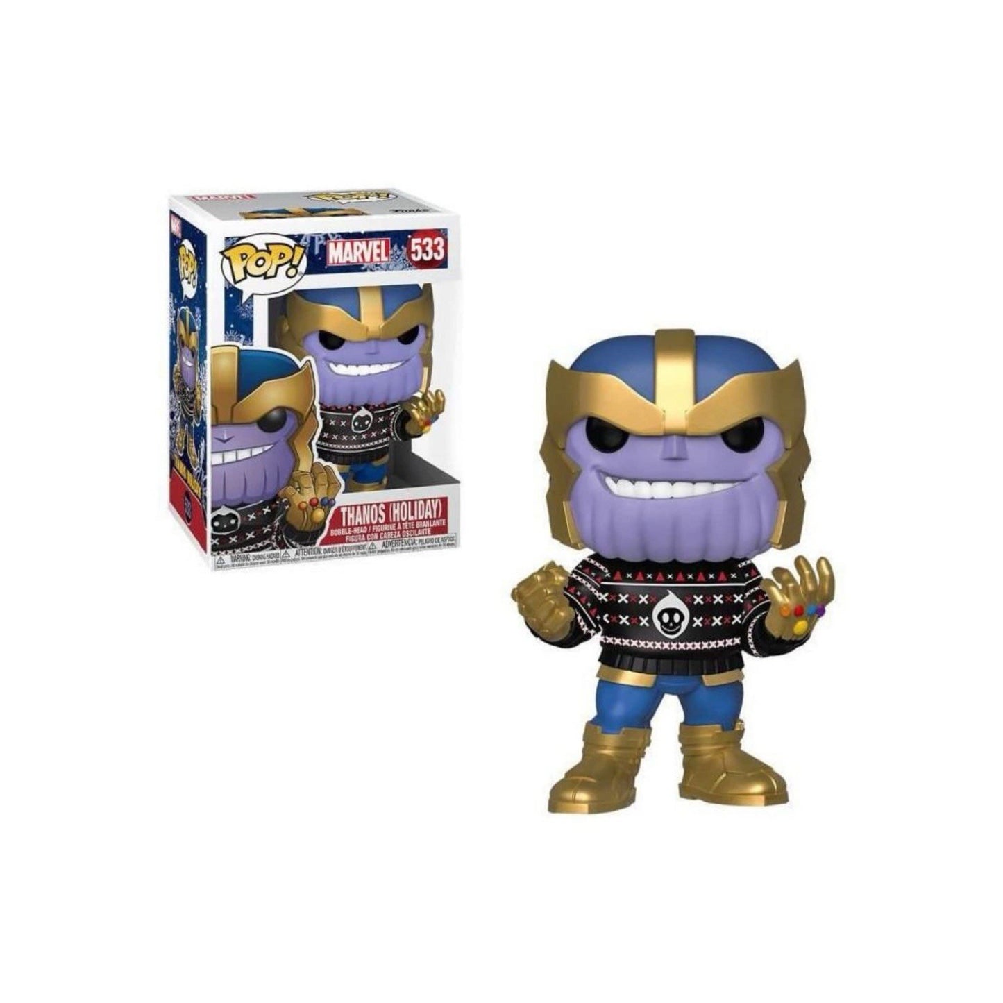 WOOTBOX Marvel Avengers - Pop Bobblehead Holiday Thanos #533 + Mug, Cap & Tee (M