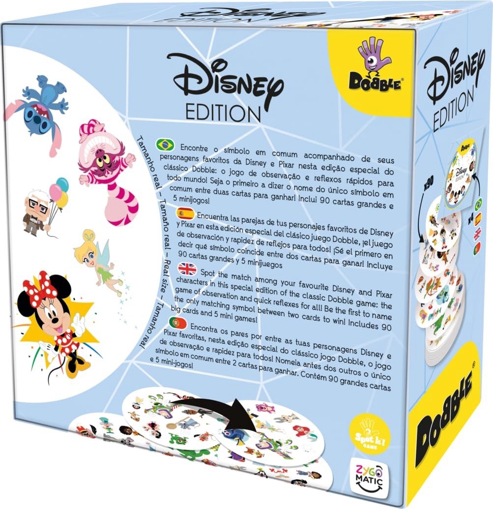 Dobble Disney Edition Card Game – Spot the Match with Disney & Pixar Characters