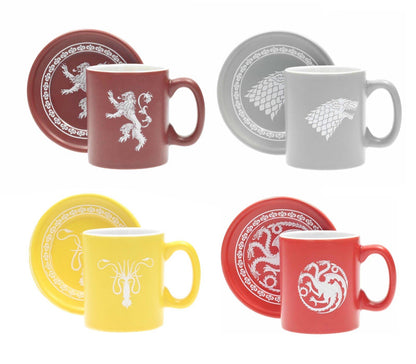 Game of Thrones Set of 4 Espresso Mugs with Saucers – House Sigils