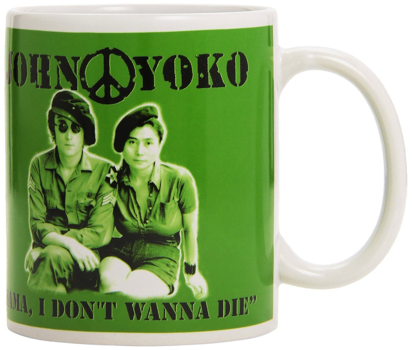 John Lennon & Yoko Ono Green Mug – “Mama, I Don’t Wanna Die” Boxed
