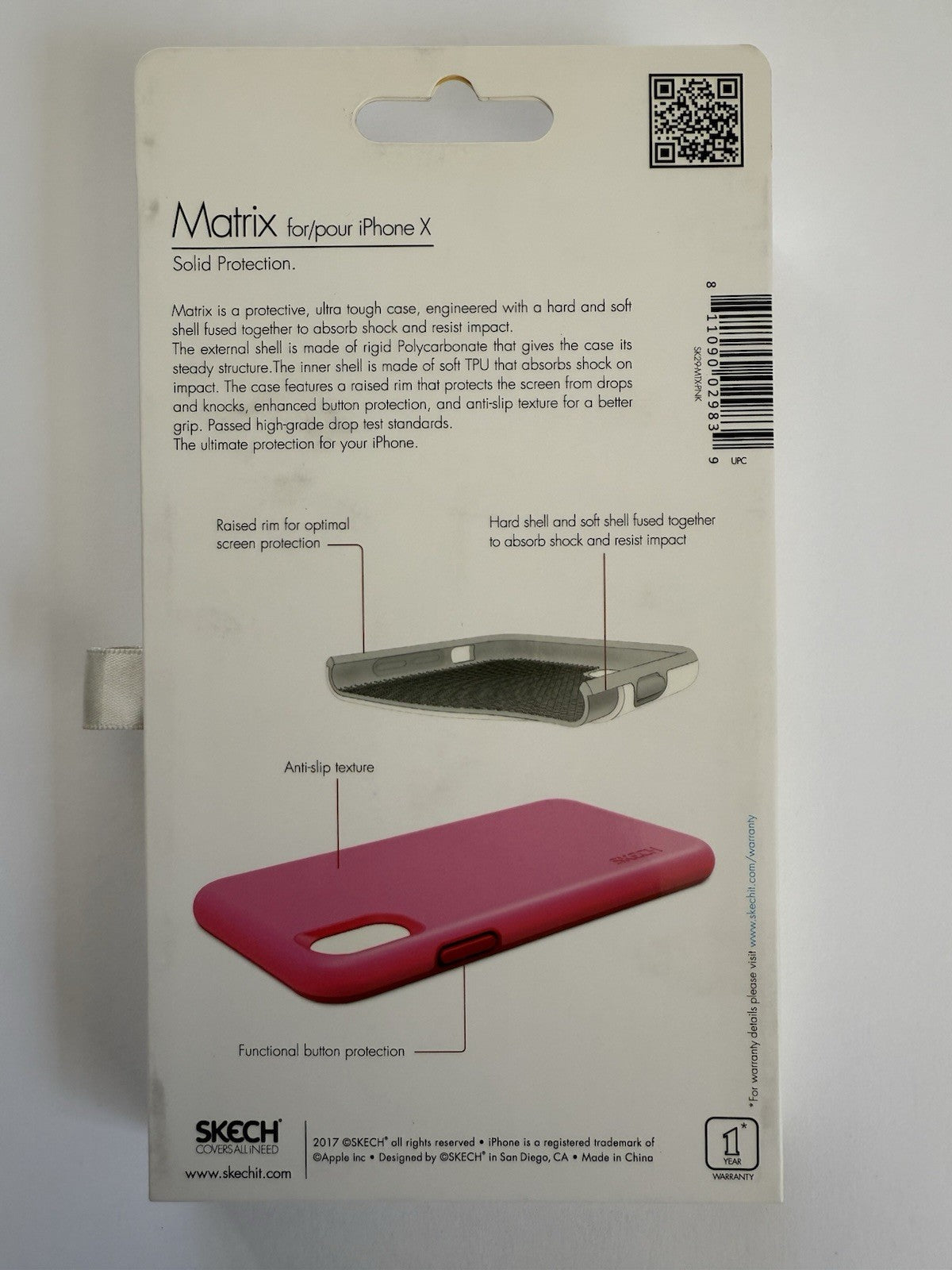 Skech Matrix Slim Fit iPhone Xs/X Dual Material Pink Case