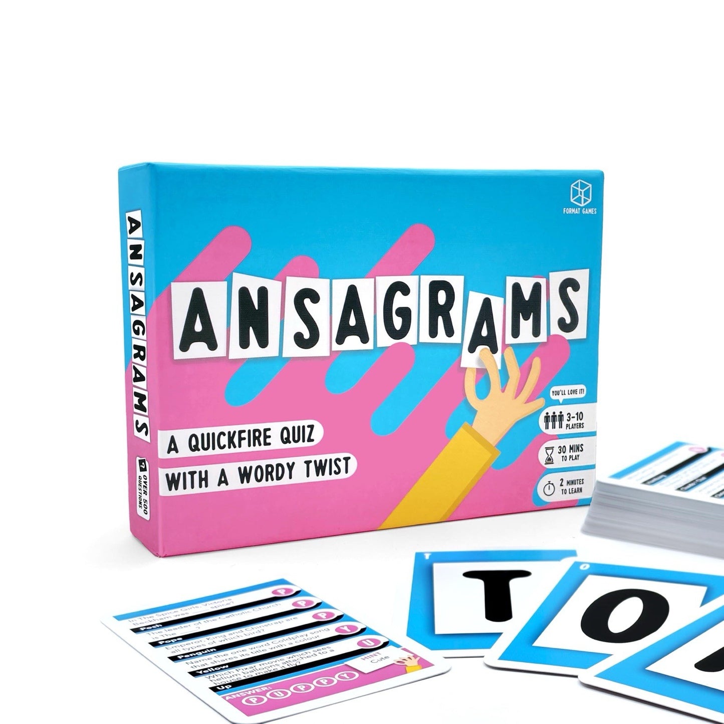 Ansagrams Word Game – Quickfire Quiz for 3–10 Players – Over 500 Questions