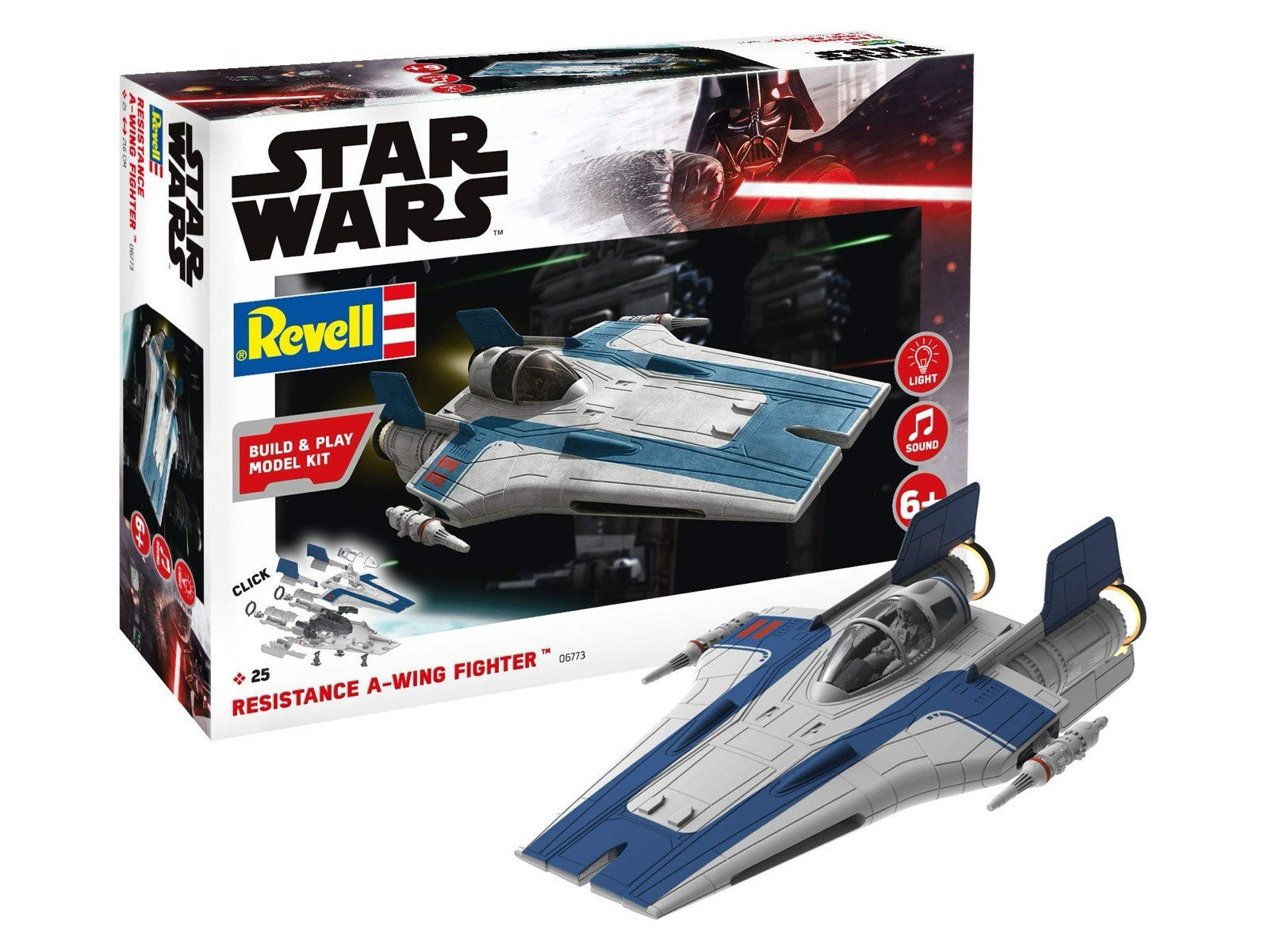 Revell 1/44 Build & Play Star Wars Resistance A-Wing Fighter (Blue) 06773
